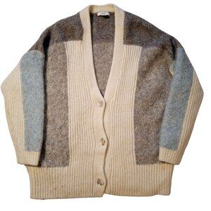 Lewit Womens Colorblock Cardigan Sweater S Mohair Angora Blend